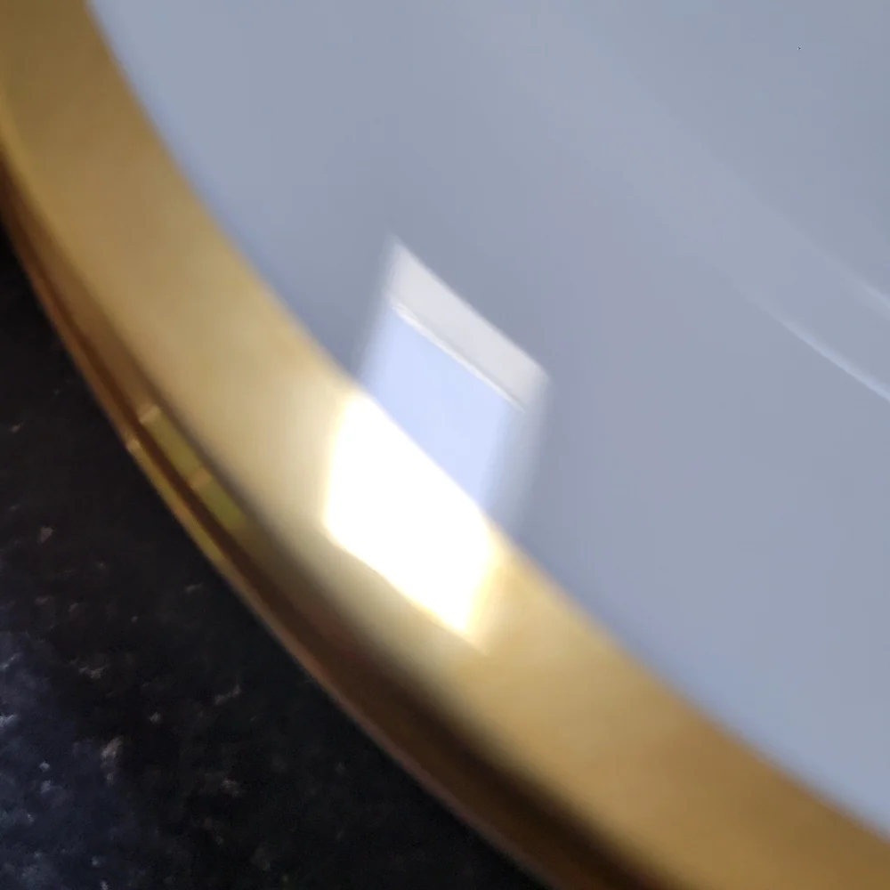 Pottery Barn White Porcelain Gold Gilded Rim Set Of 4 Dinner Plates 8.5